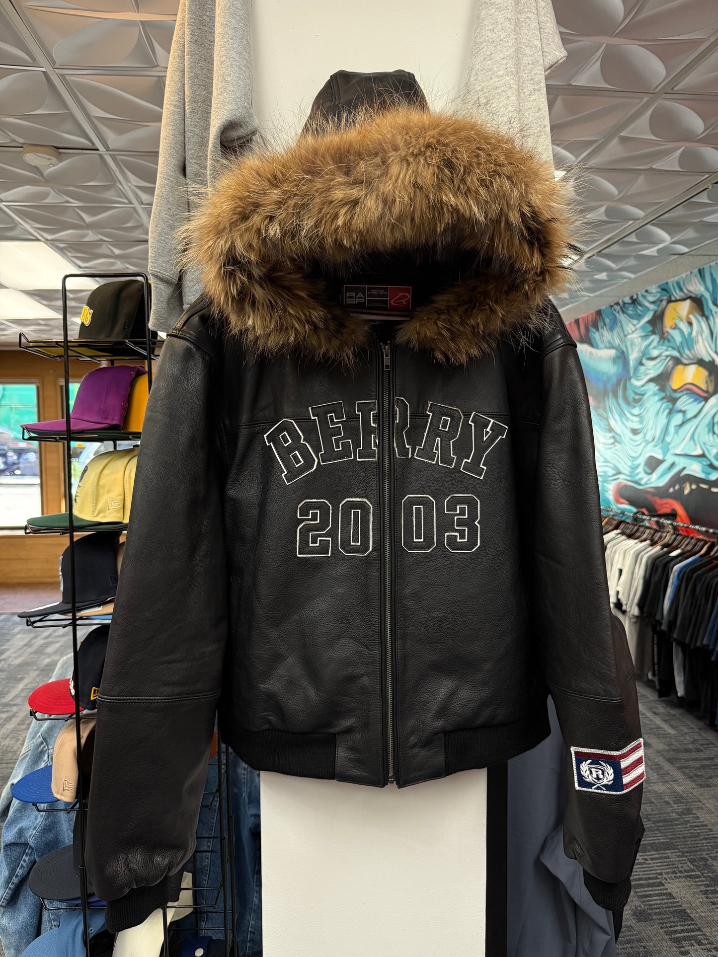 GV Raspberry Hills Berry Fur Leather Jacket