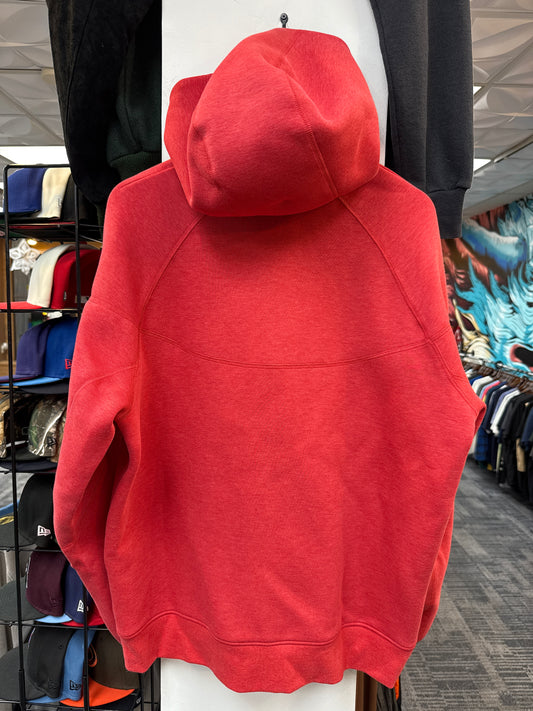 New Red Tech Fleece Zip Up Hoodie