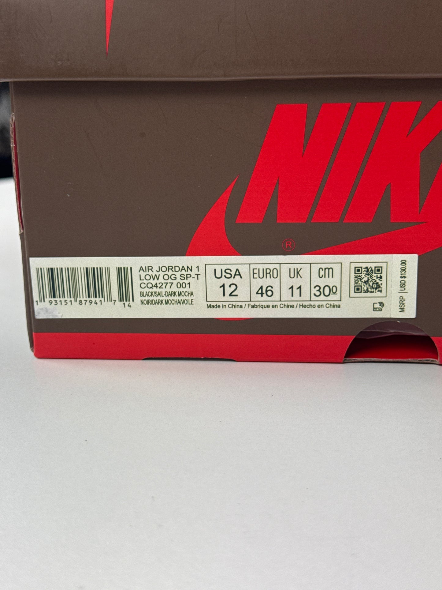 Preowned Travis Scott Jordan 1 Low OG Mocha