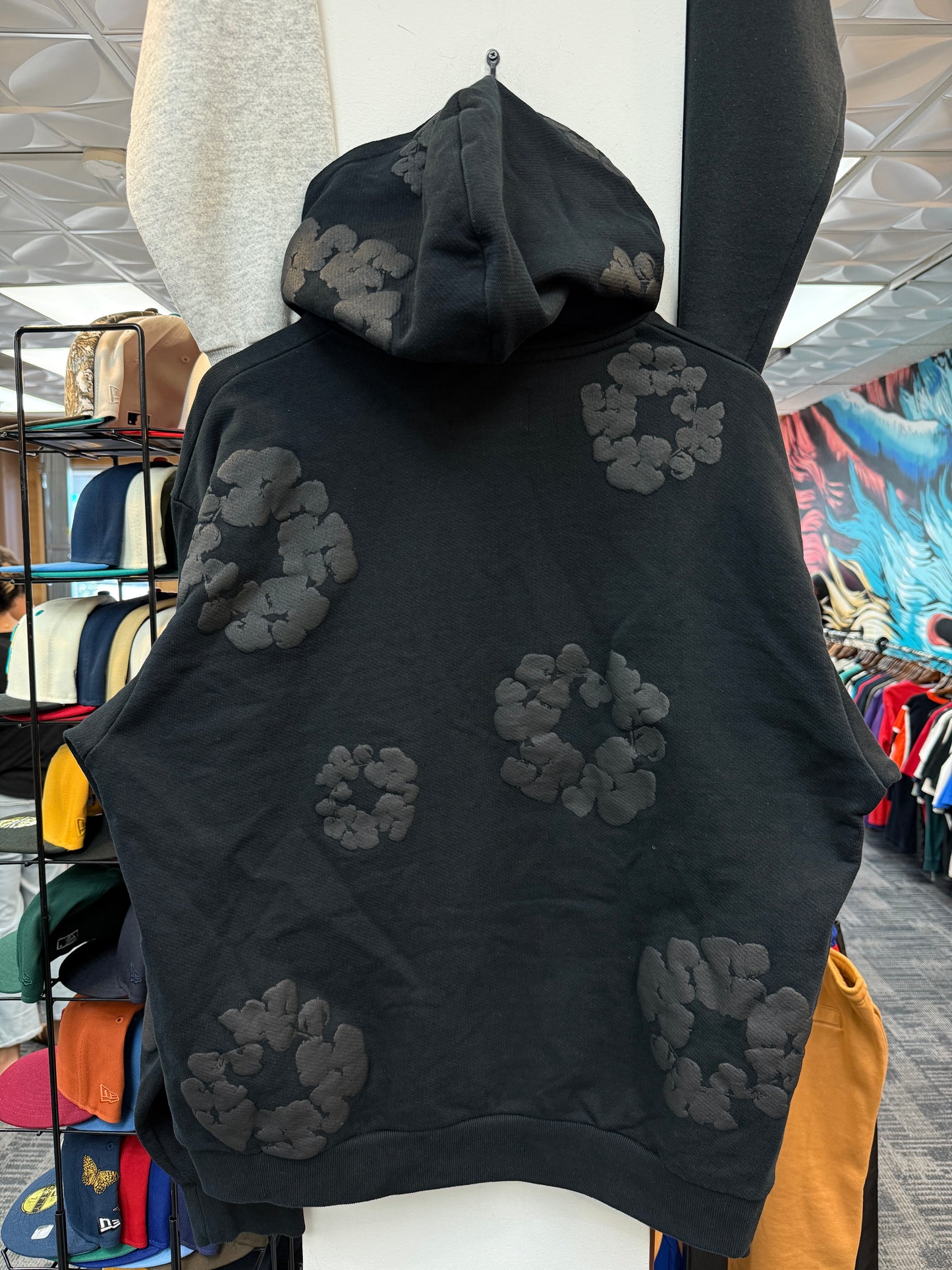 Denim Tears Black On Black Wreath Hoodie