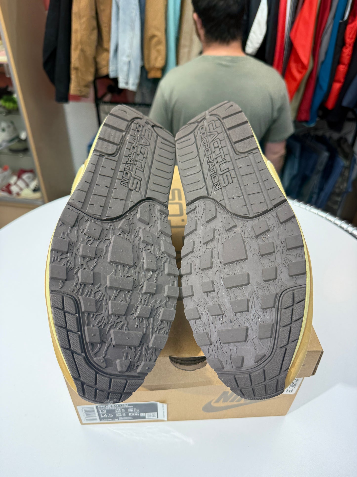 Preowned Wheat Lemon Drop Travis Scott Air Max 1