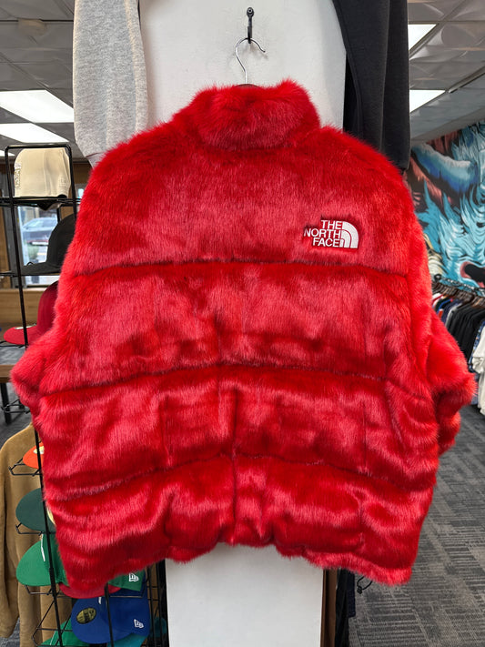 Supreme x The North Face Faux Fur Red Nuptse Jacket