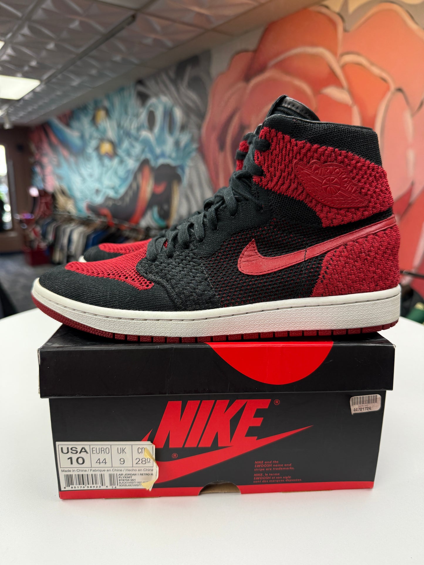 Preowned Bred Flyknit Jordan 1
