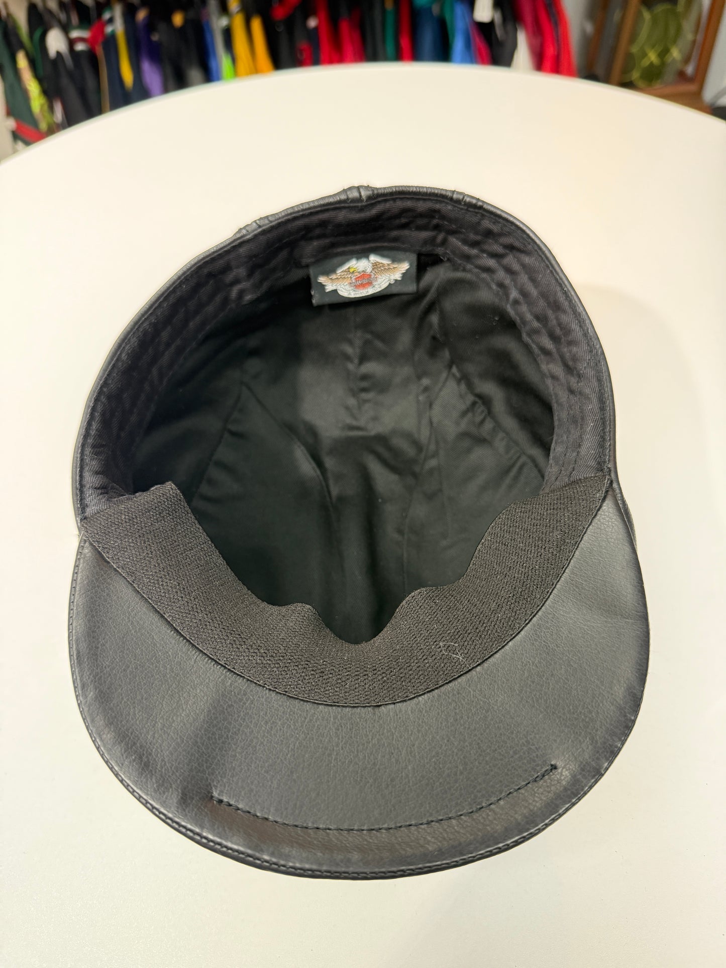 Vintage Harley Davidson Leather Newsboy Cap