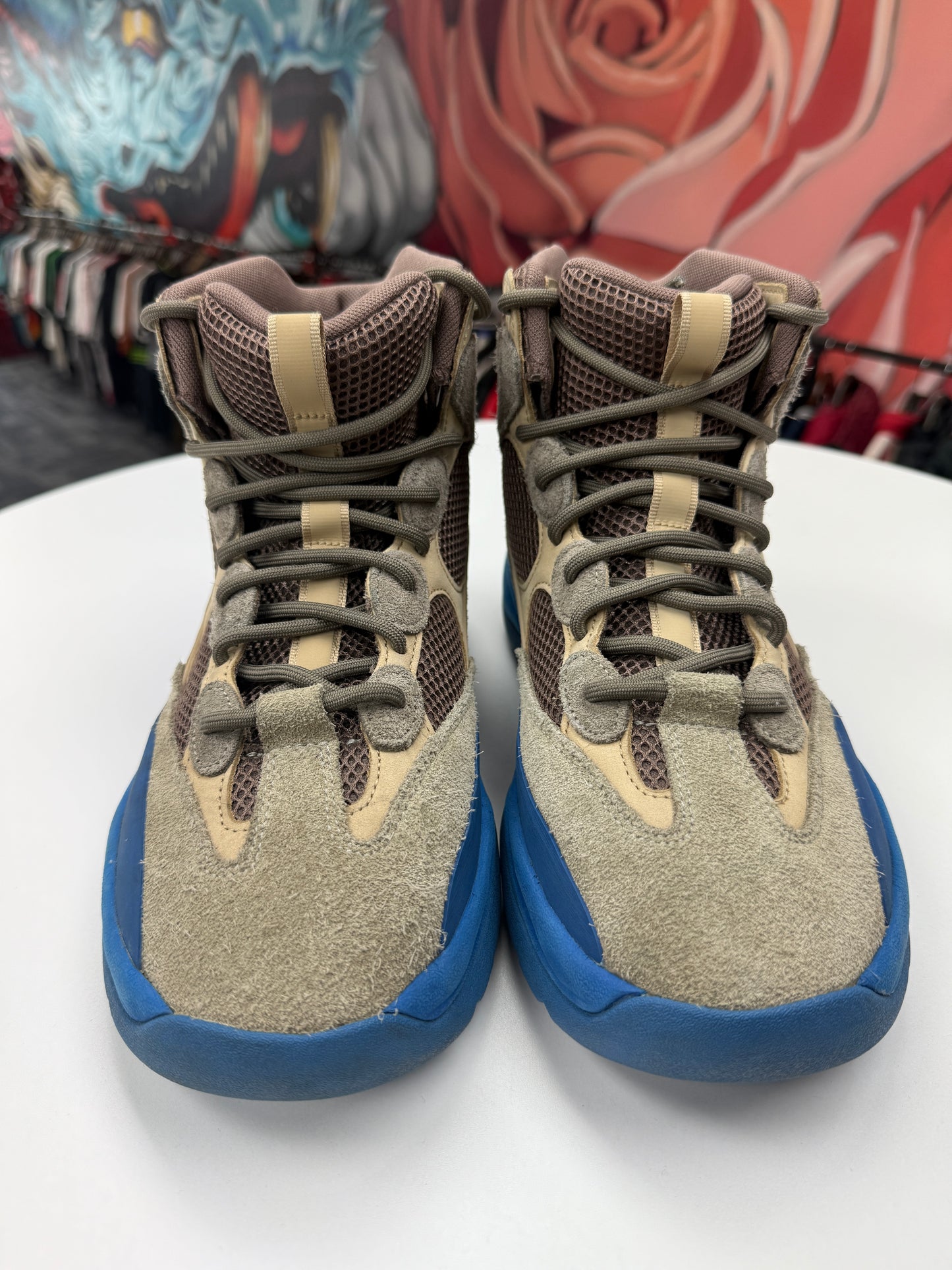 Preowned Taupe Blue Yeezy Desert Boots