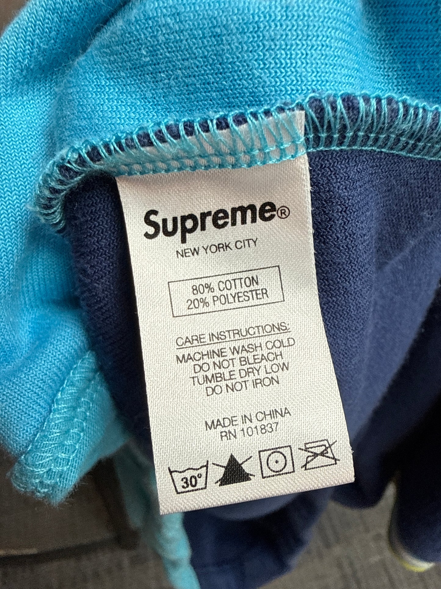 Supreme Terry Cloth S/S Zip Up Cyan