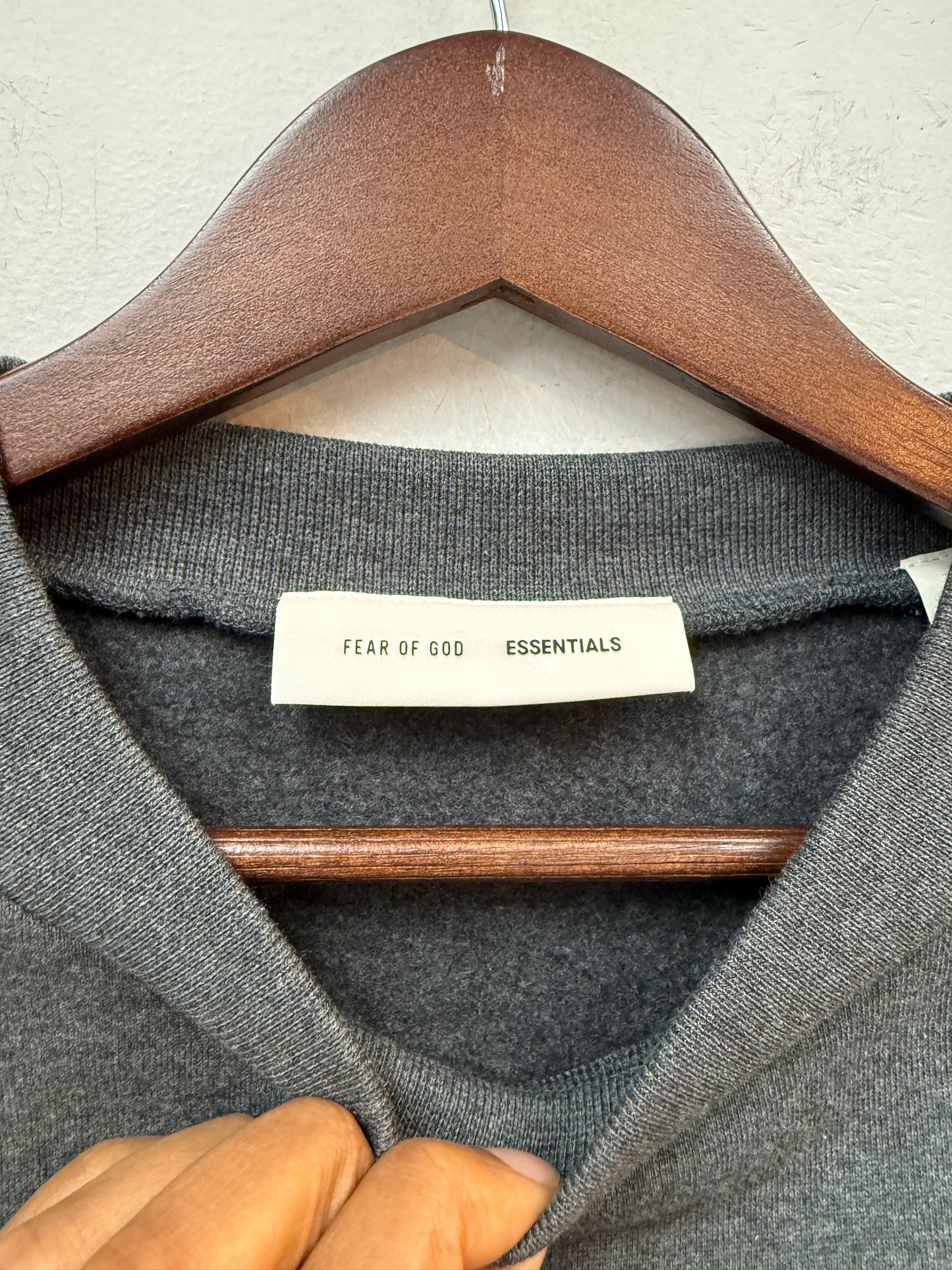 New Essentials Grey Embossed Crewneck