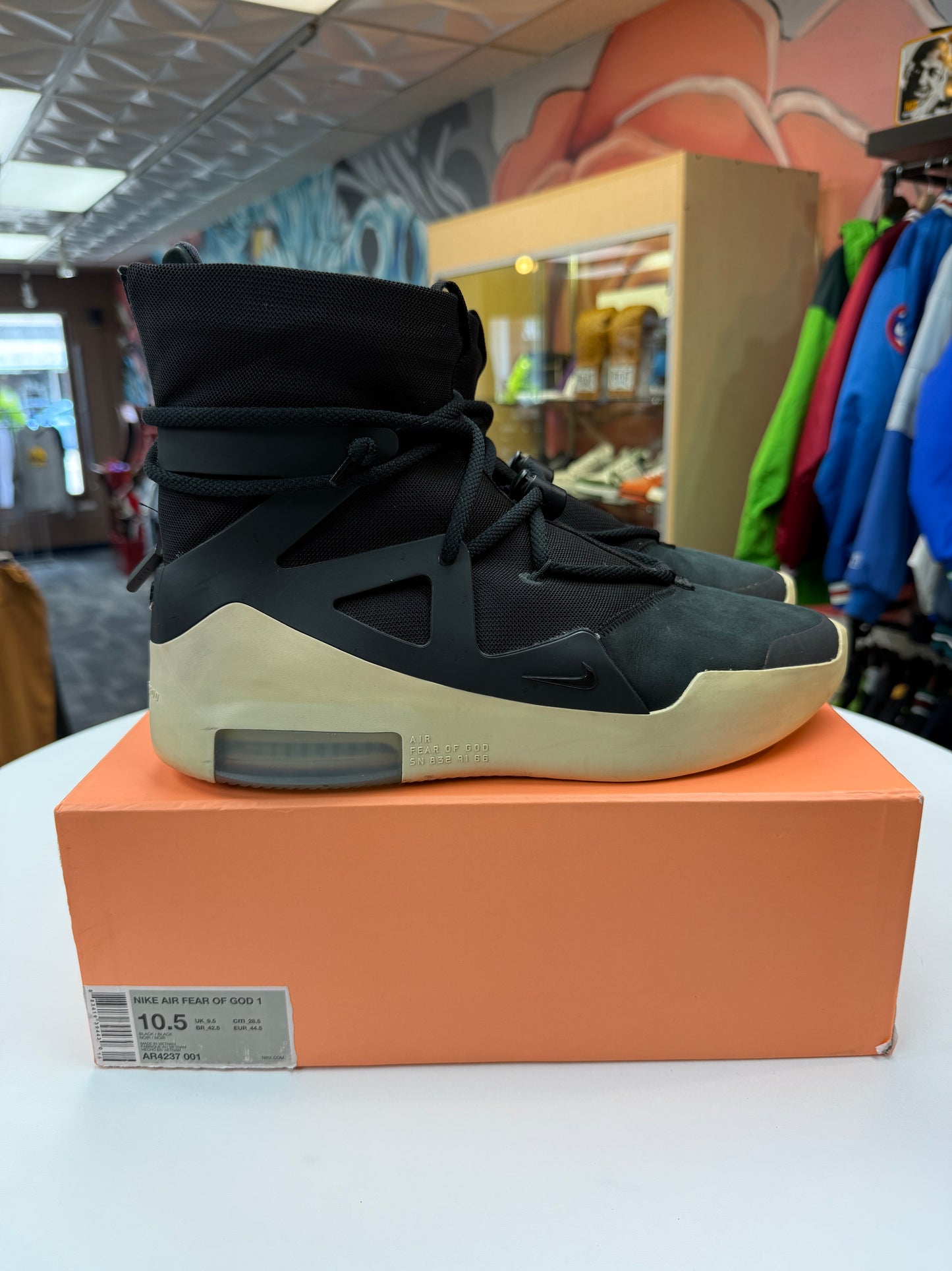 Preowned Black Nike Air Fear Of God 1