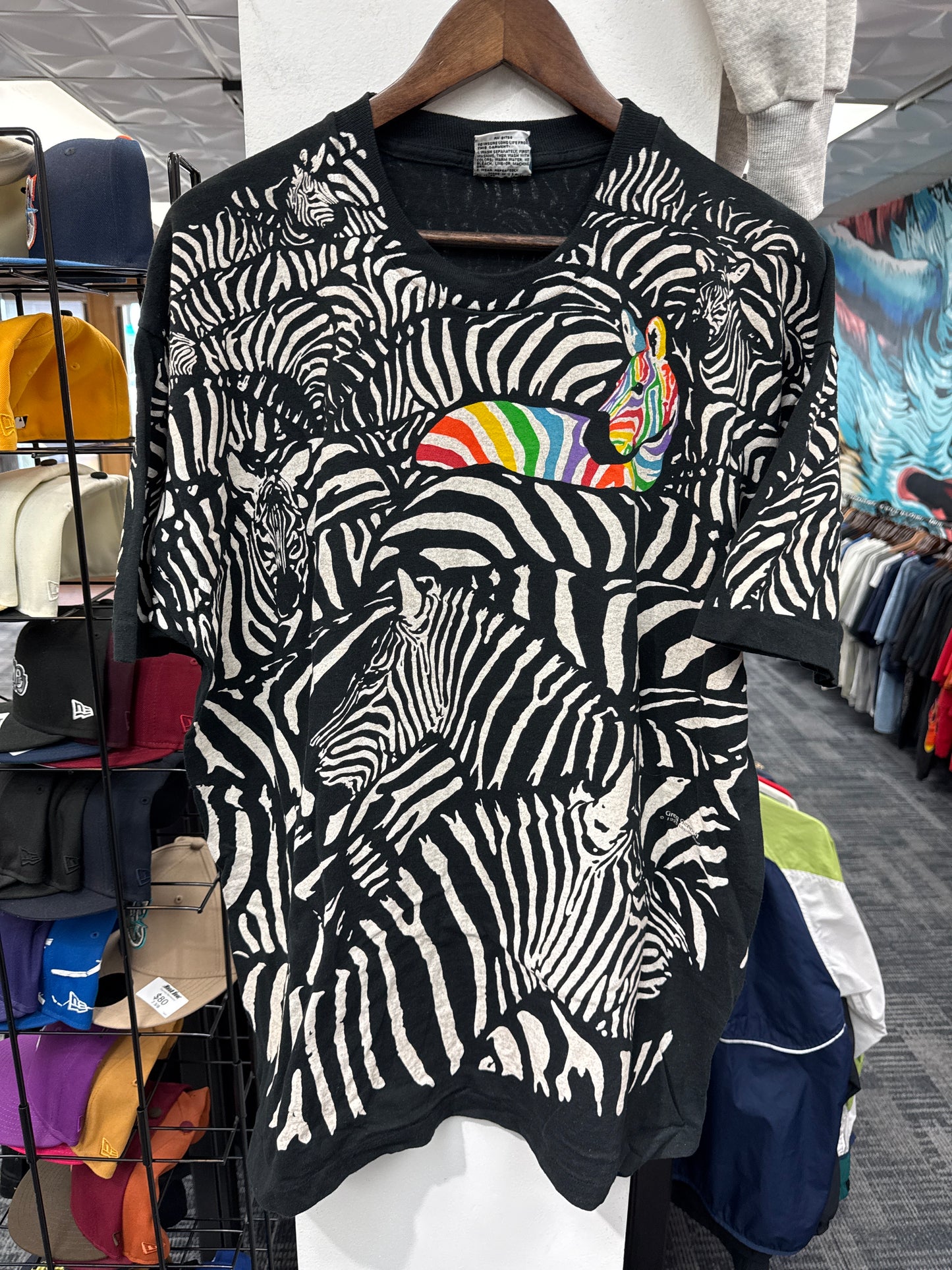 Vintage 1993 Liquid Blue Zebra AOP Tee