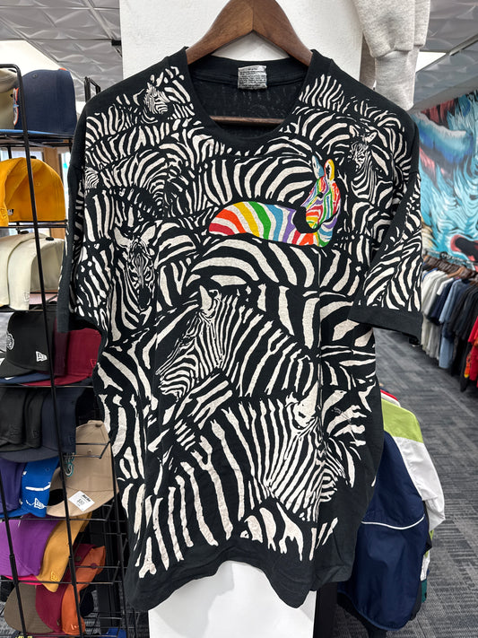 Vintage 1993 Liquid Blue Zebra AOP Tee