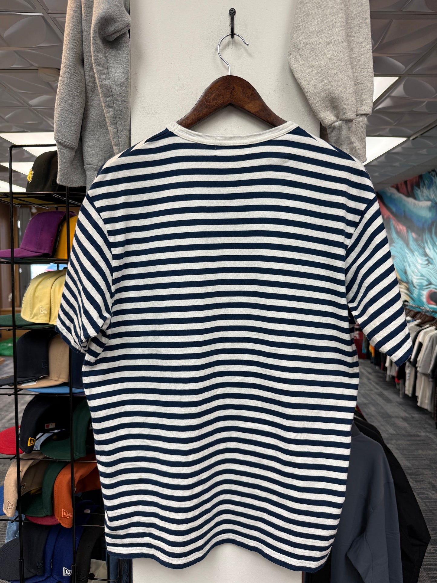 A Bathing Ape Navy Stripe Pocket Tee