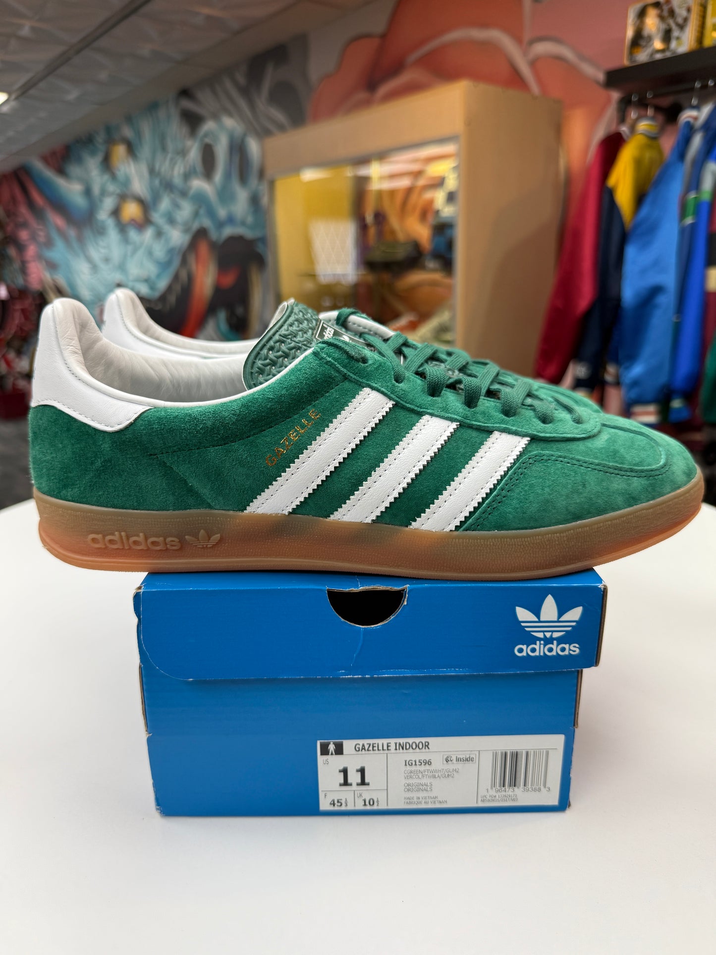Preowned Collegiate Green Adidas Gazelle