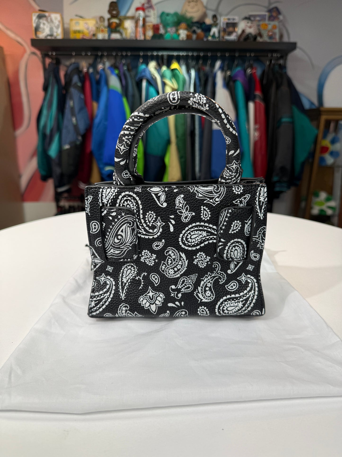 Brandon Blackwood Leather Paisley Handle Bag