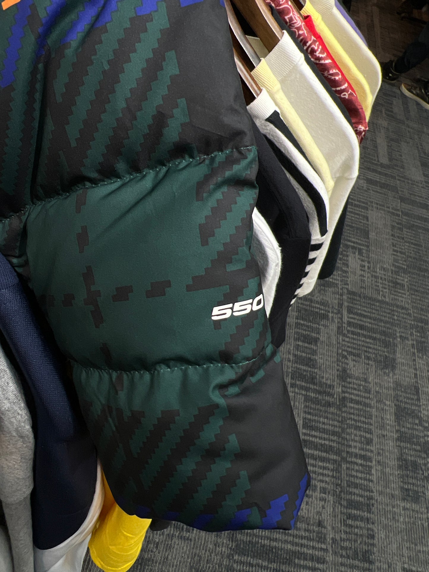 The North Face 550 Green-Pattern Puffer Jacket