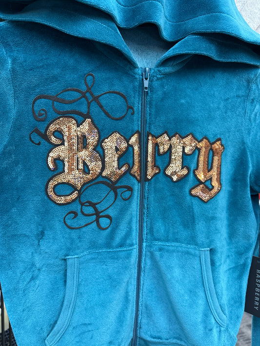 New GV Raspberry Hills Paris Hilton Velour Zip Up