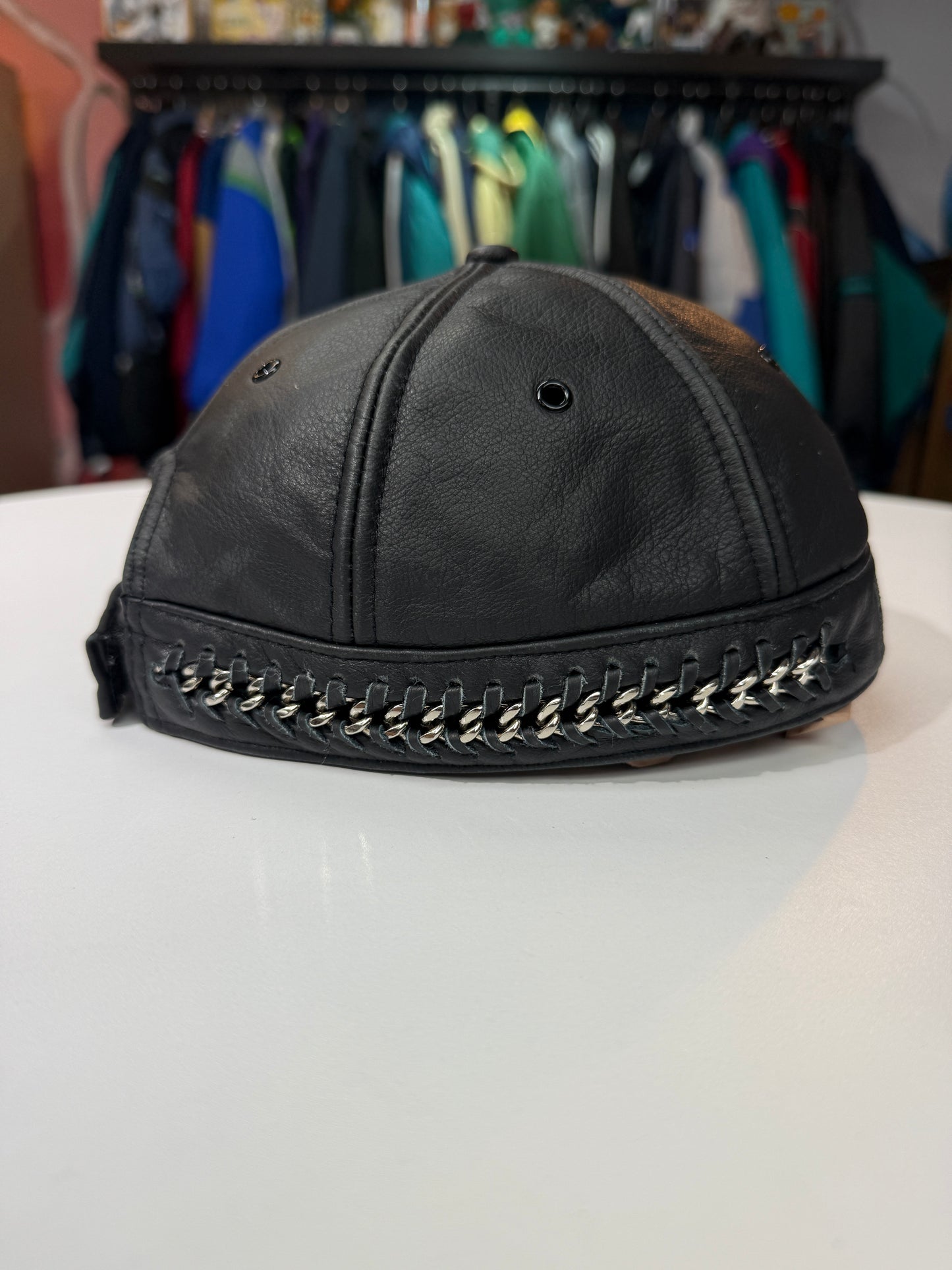 Vintage Harley Davidson Leather Skull Cap
