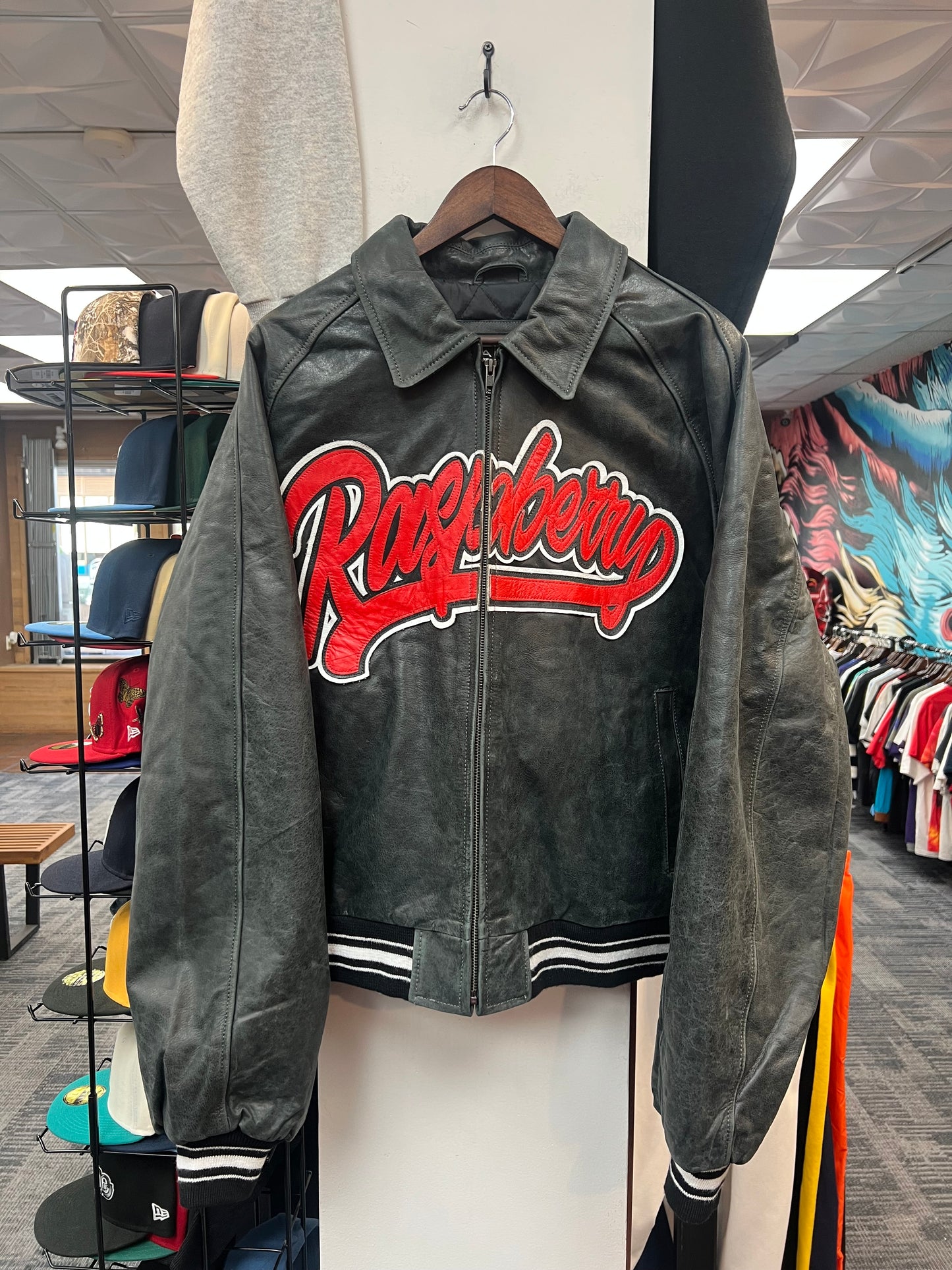 GV Raspberry GLENCI Varsity Leather Jacket