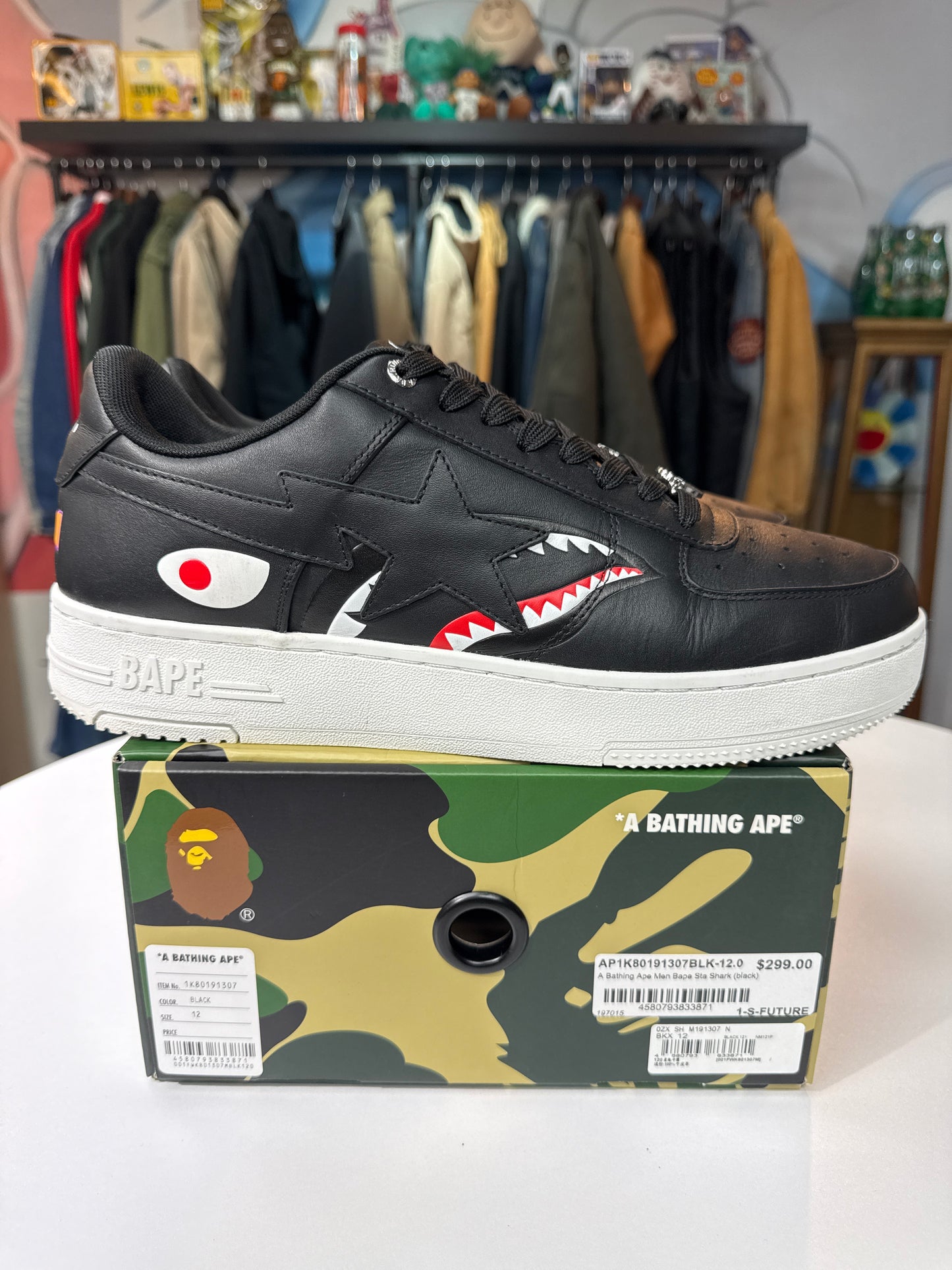 Preowned Bape Sta Low Shark Pack Black