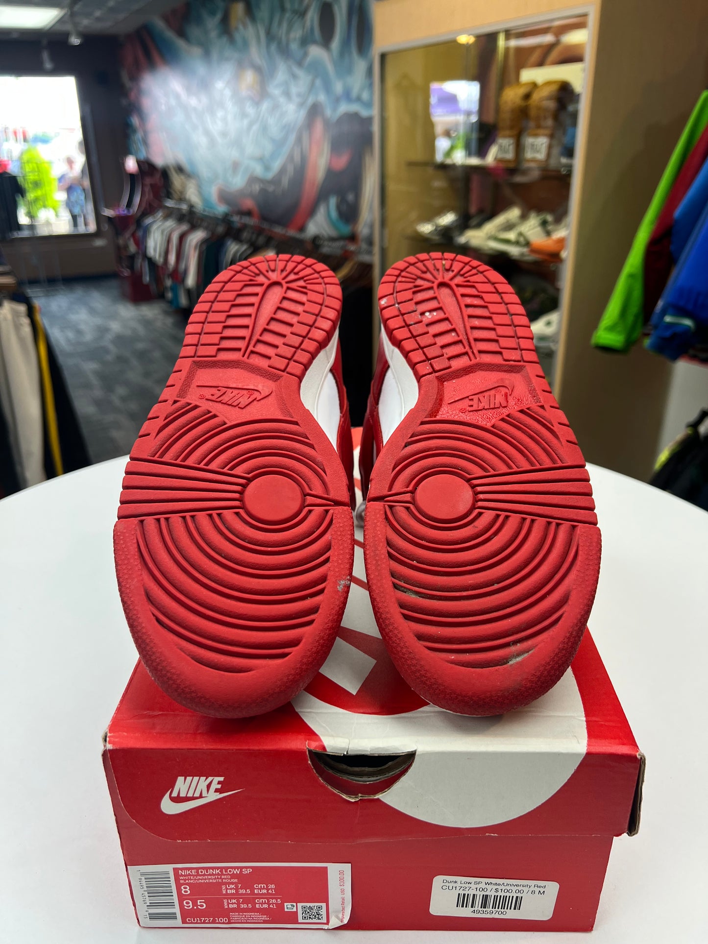 Preowned White/University Red Nike Dunk Low