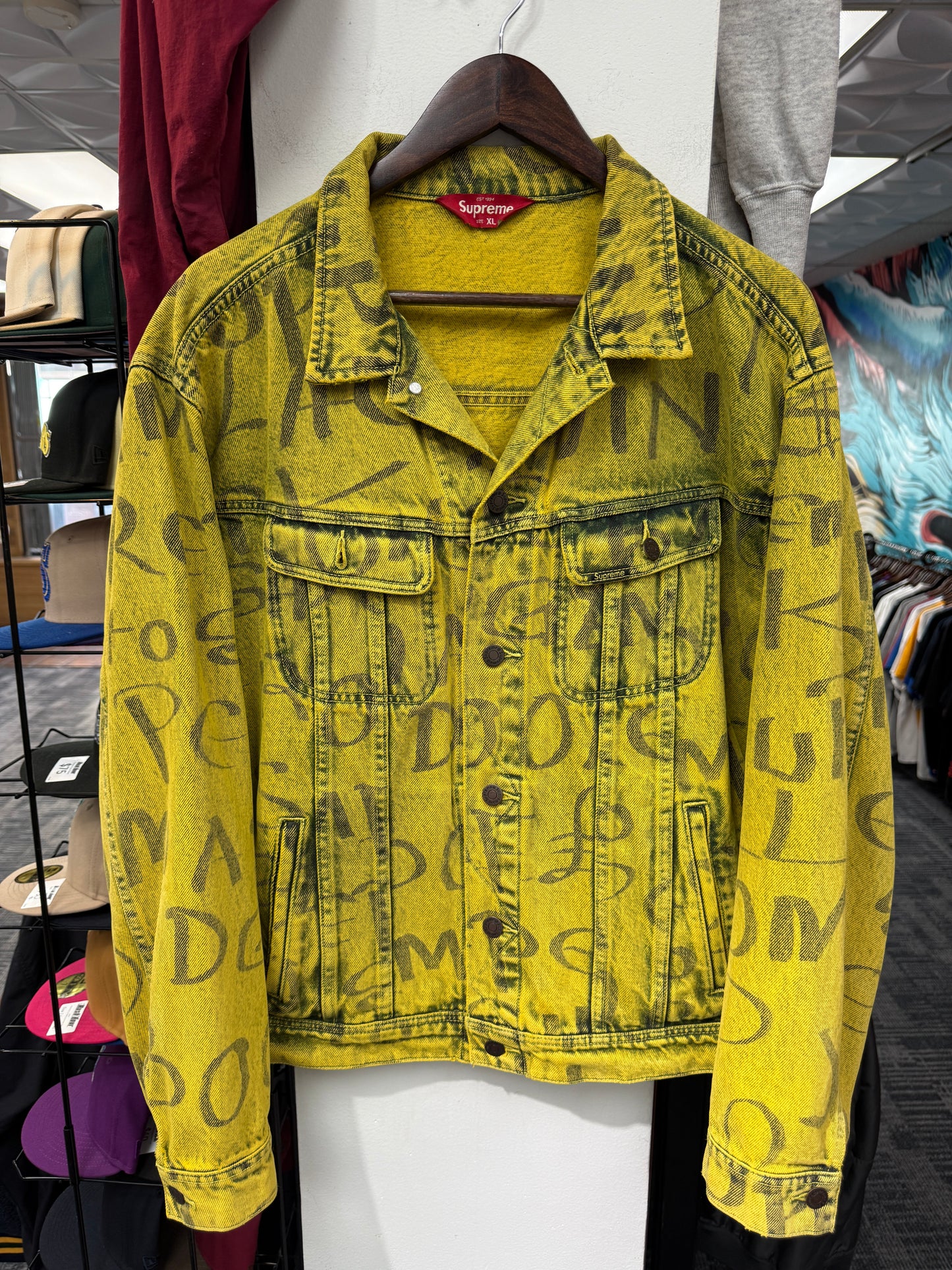Supreme Black Ark Denim Trucker Jacket Yellow