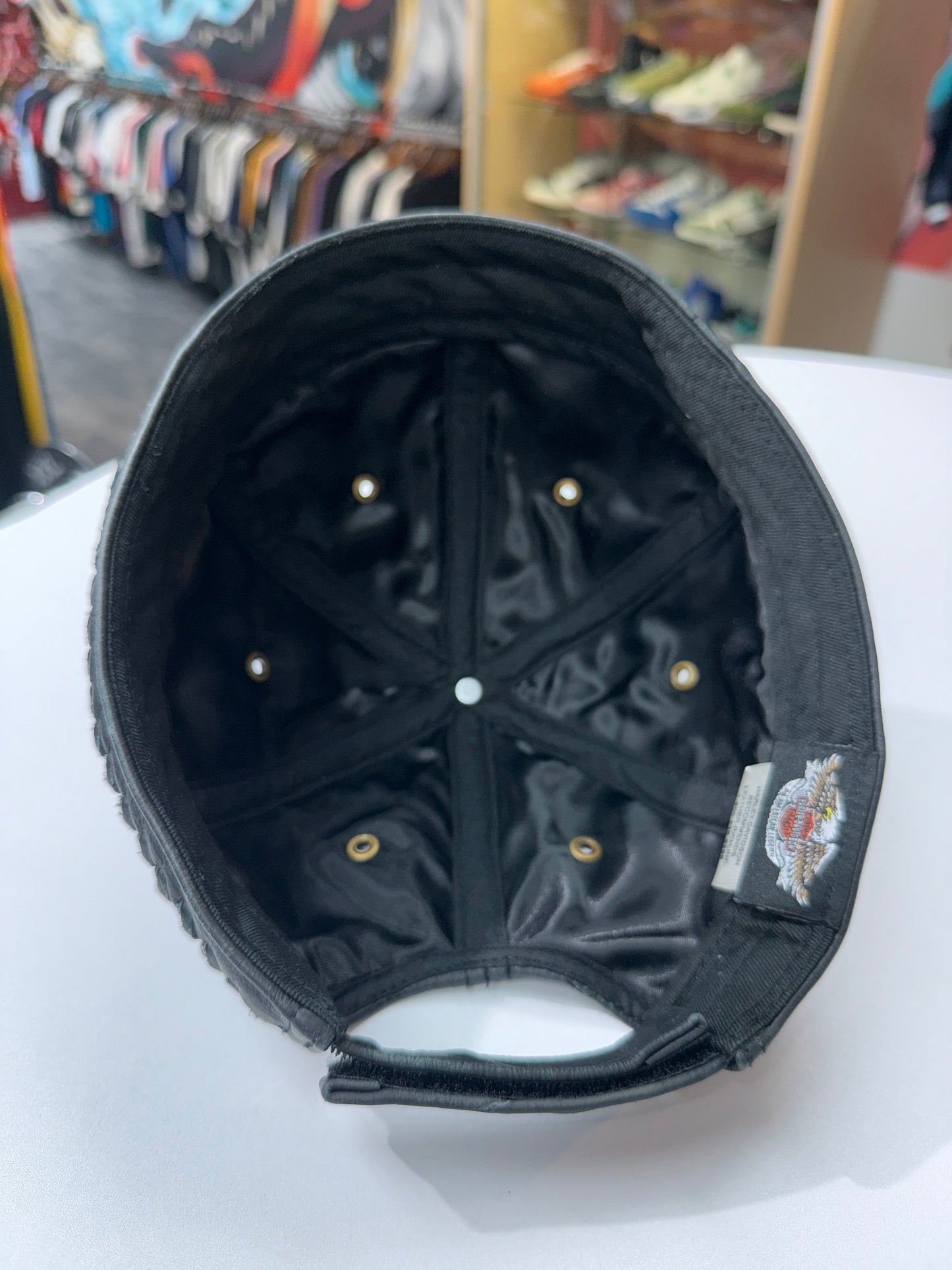 Vintage Harley Davidson Leather Skull Cap