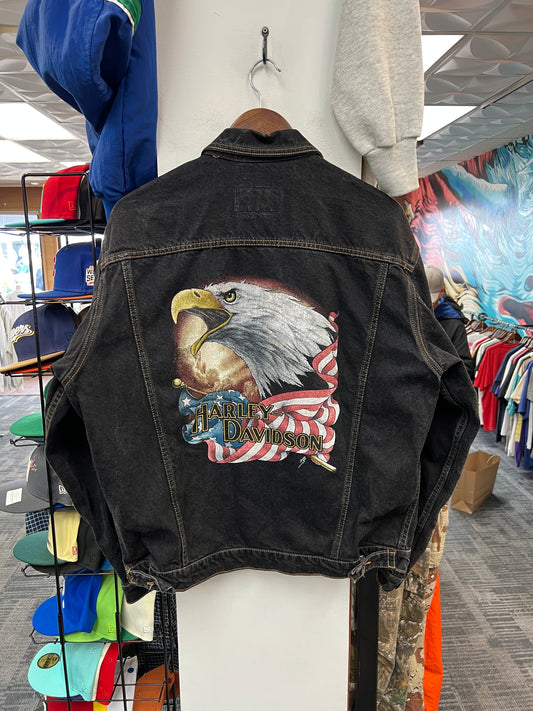 Vintage Harley Davidson Black Denim Jacket