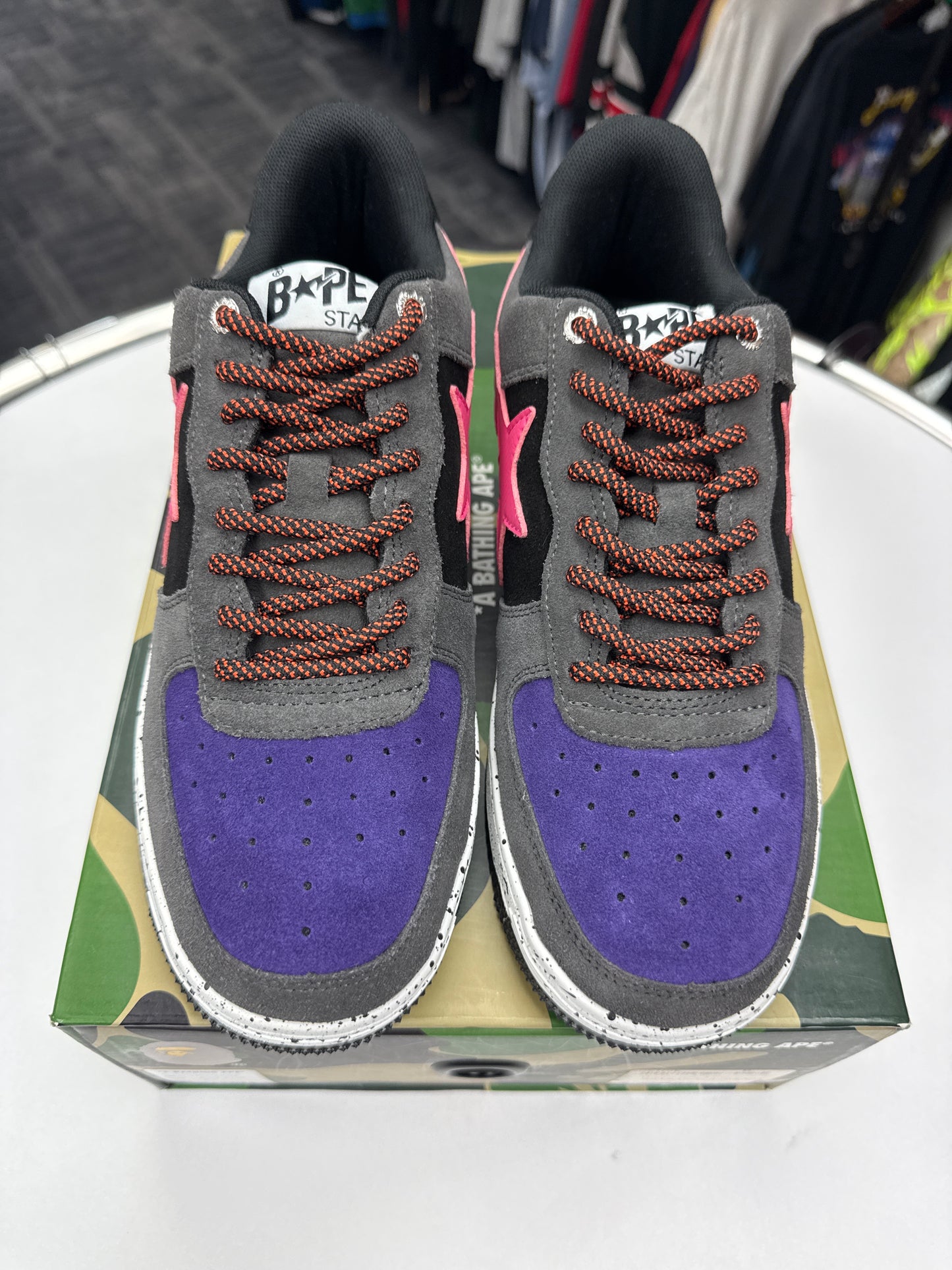New A Bathing Ape Bape Sta Grey/Pink Suede