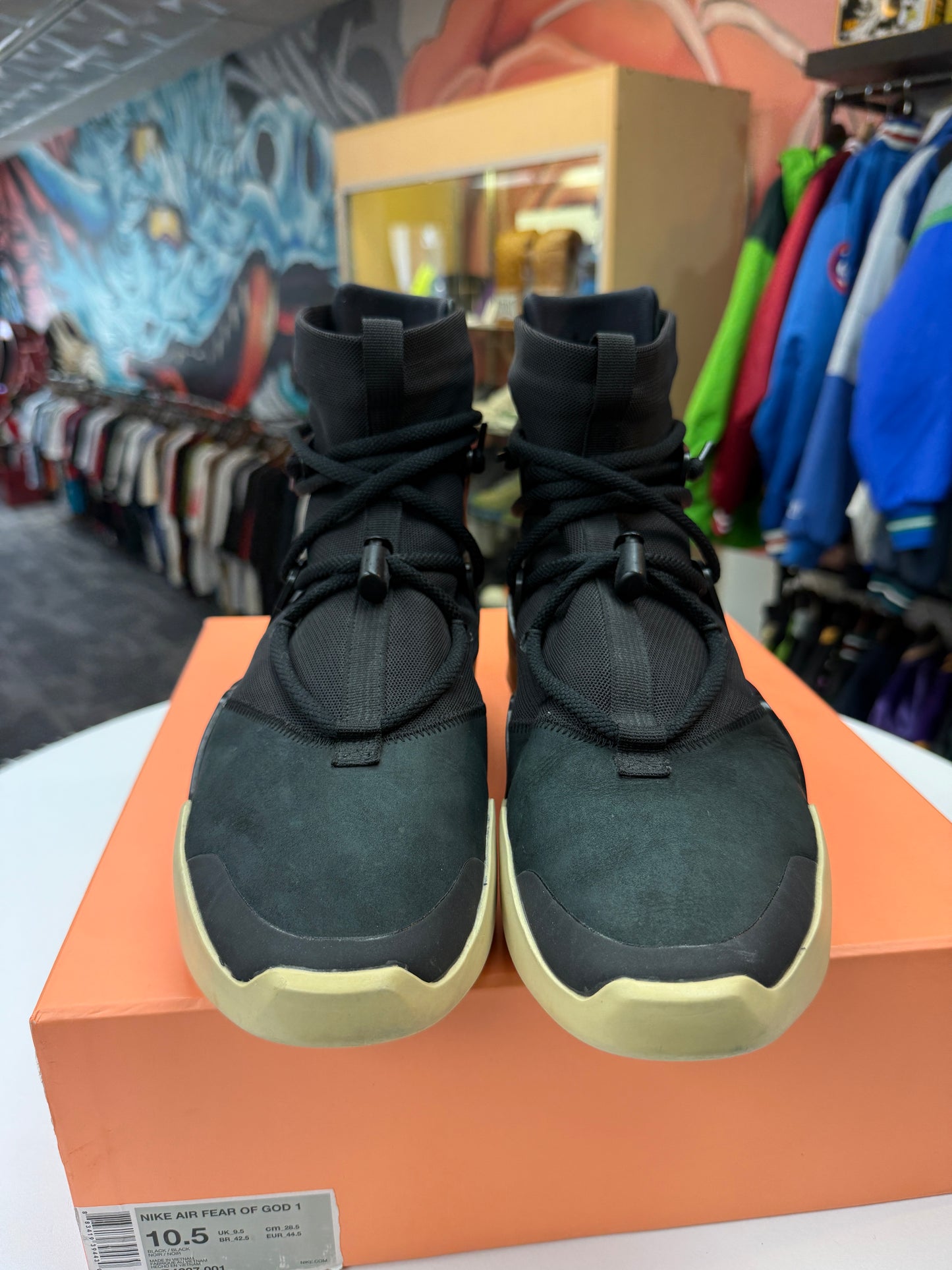 Preowned Black Nike Air Fear Of God 1