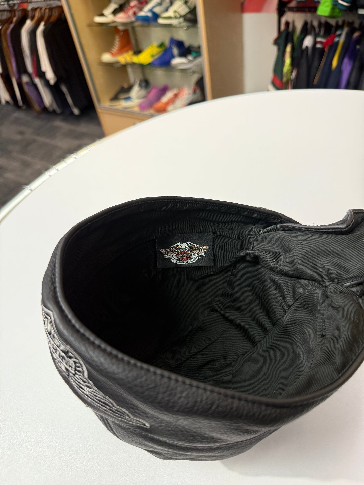 Vintage Harley Davidson Leather Skull Cap