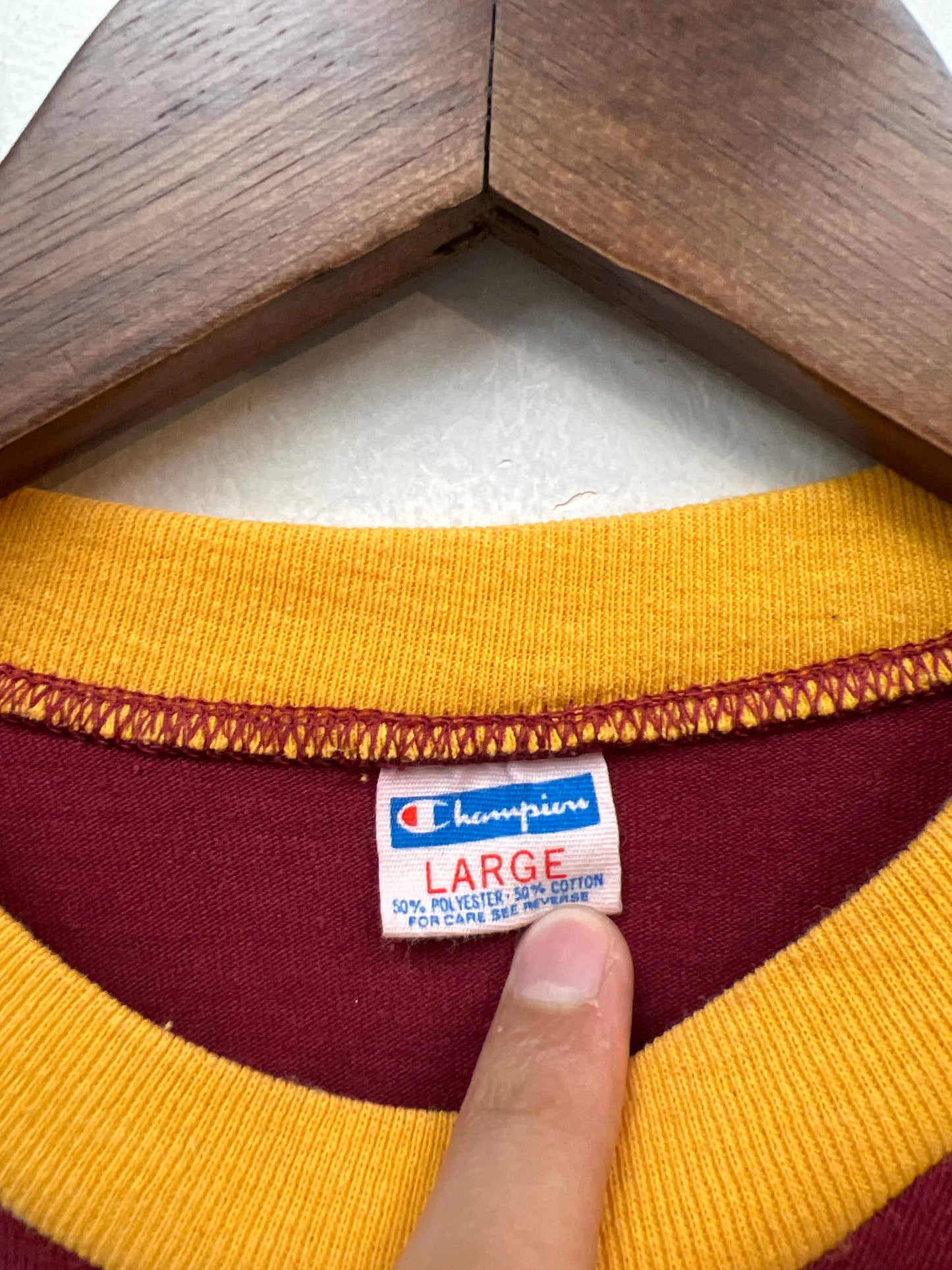 Champion 70s Joe Cool Snoopy Ringer Maroon Tee