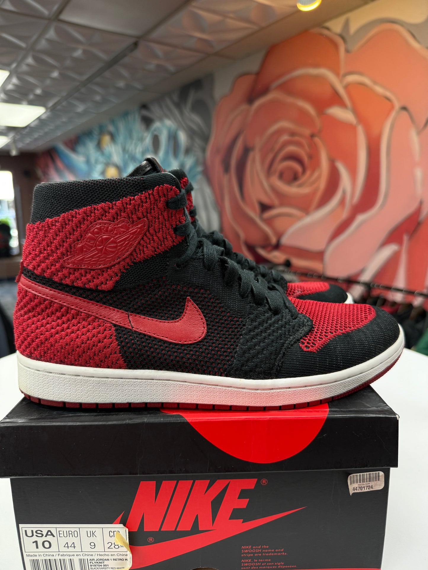 Preowned Bred Flyknit Jordan 1