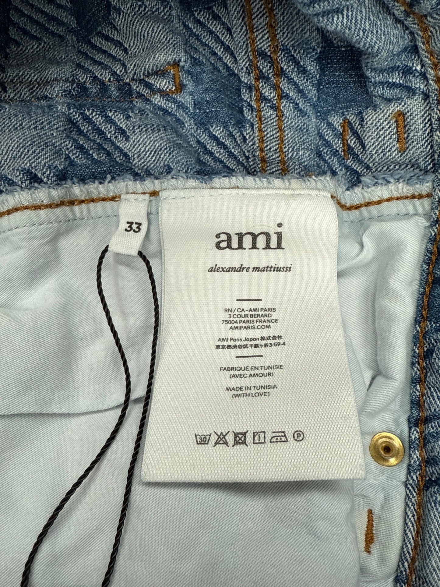Ami Paris Alex Fit Shepard Check Denim Shorts