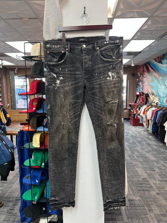 Purple Paint Splatter Black Denim