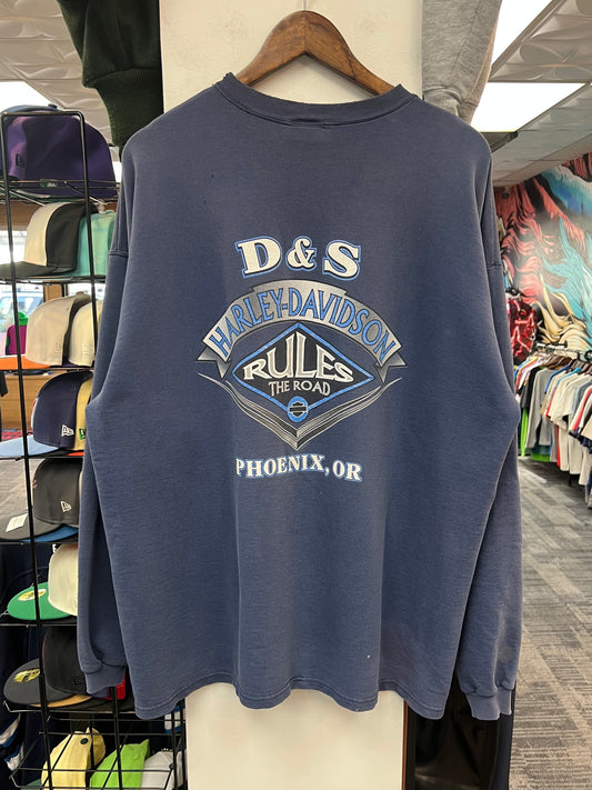Harley Davidson Rules the Road Blue Crewneck