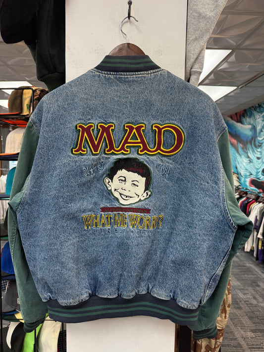 Vintage 1993 MAD Magazine Denim Varsity Jacket