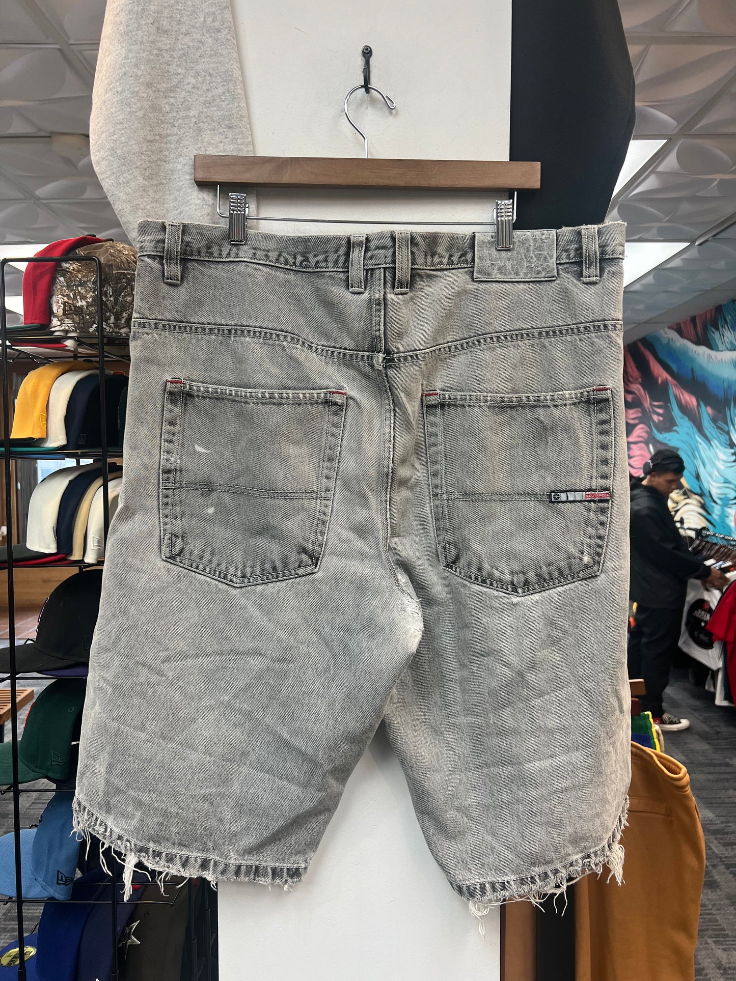 South Pole Grey Distressed Jorts