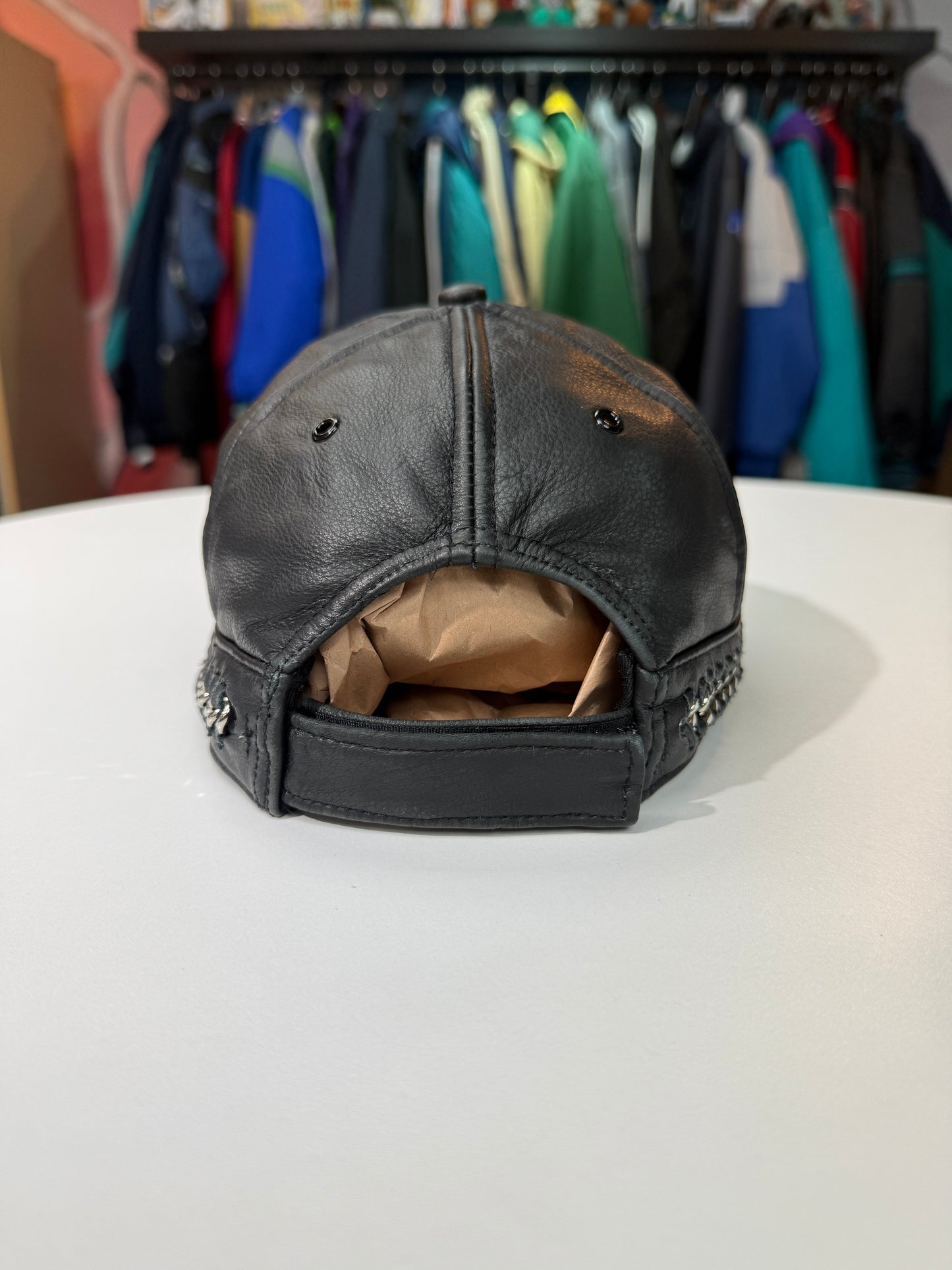 Vintage Harley Davidson Leather Skull Cap