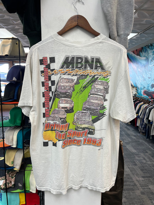 Vintage White Delta NASCAR MBNA Graphic Tee