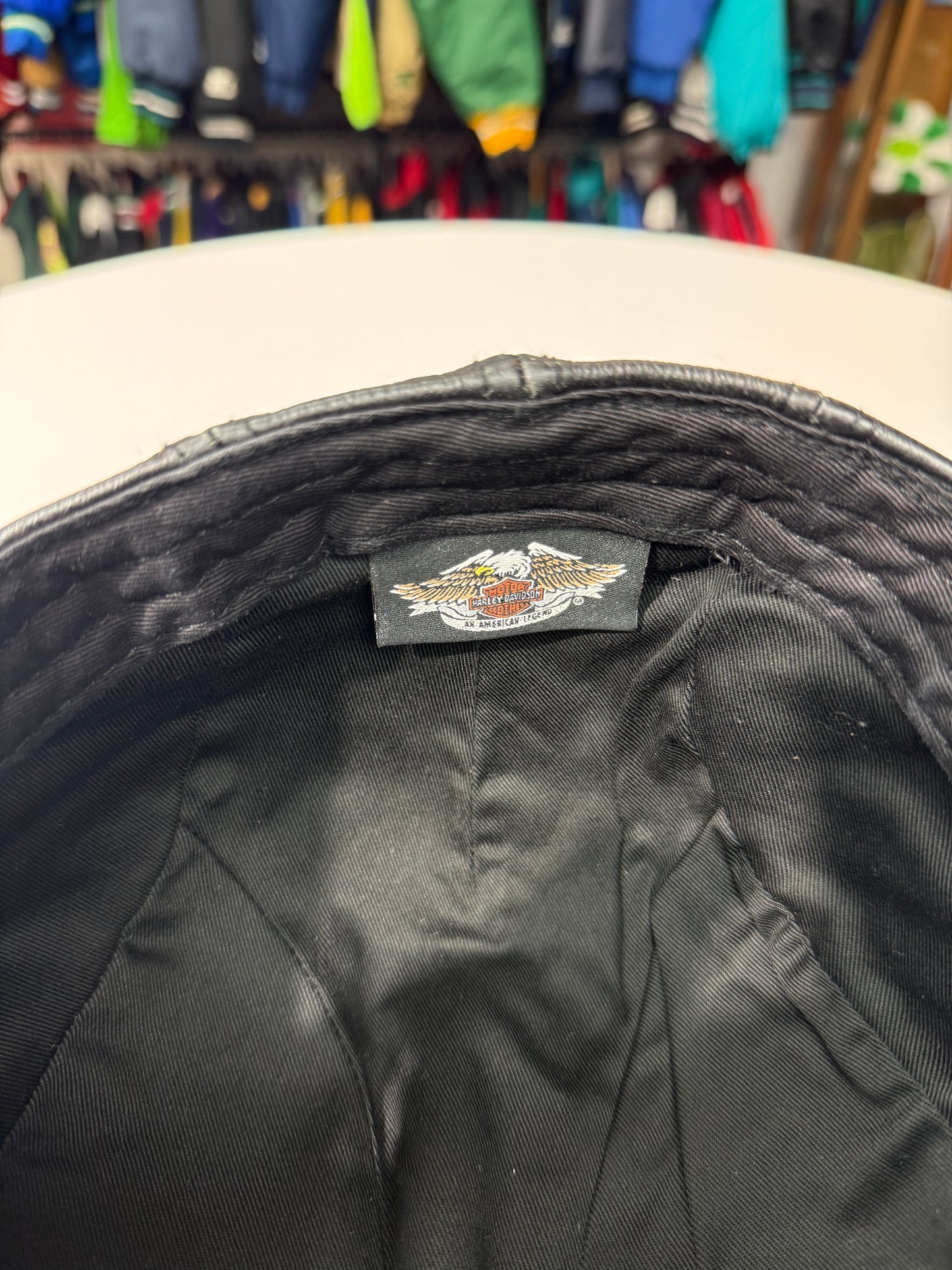 Vintage Harley Davidson Leather Newsboy Cap