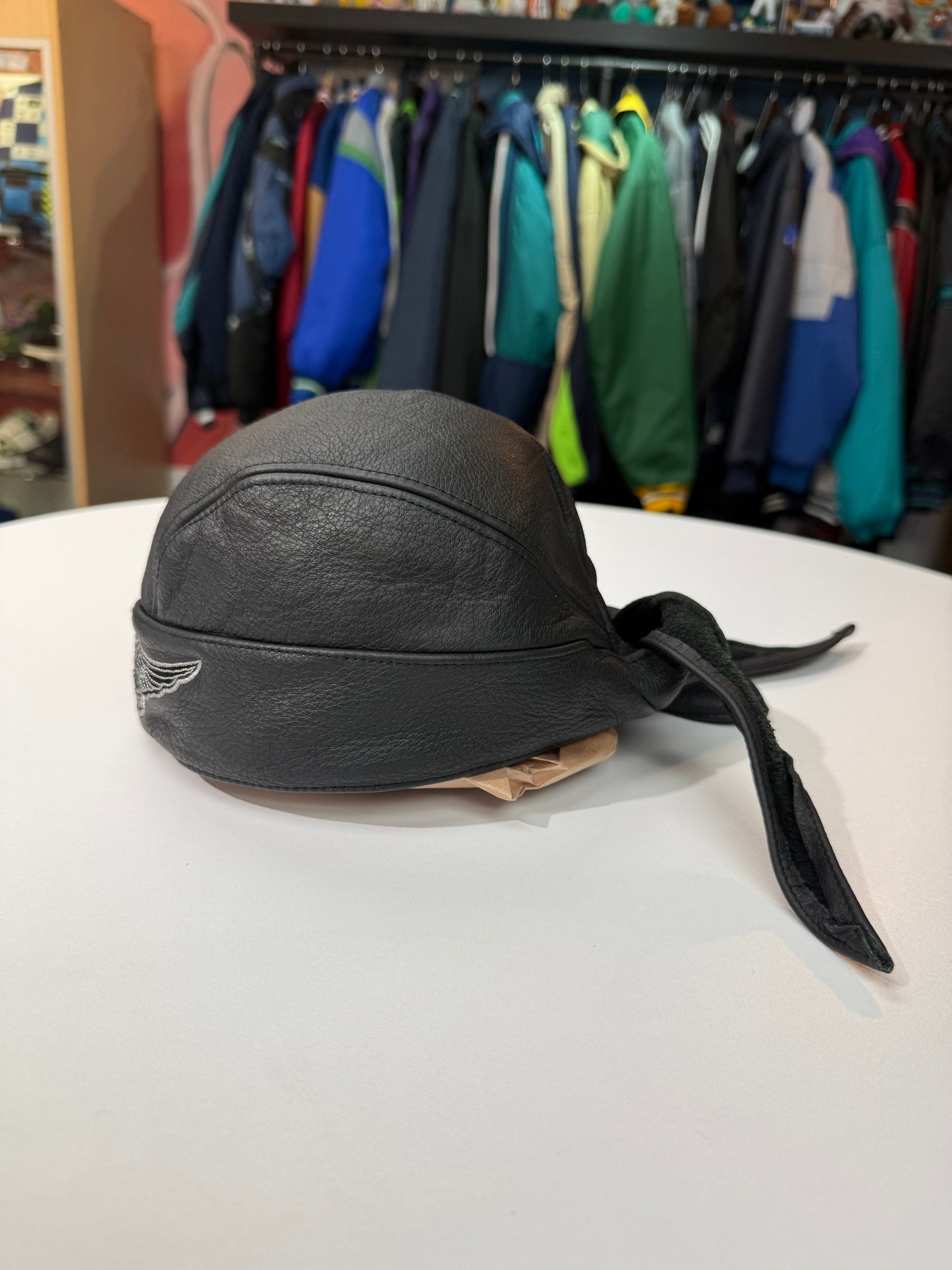Vintage Harley Davidson Leather Skull Cap