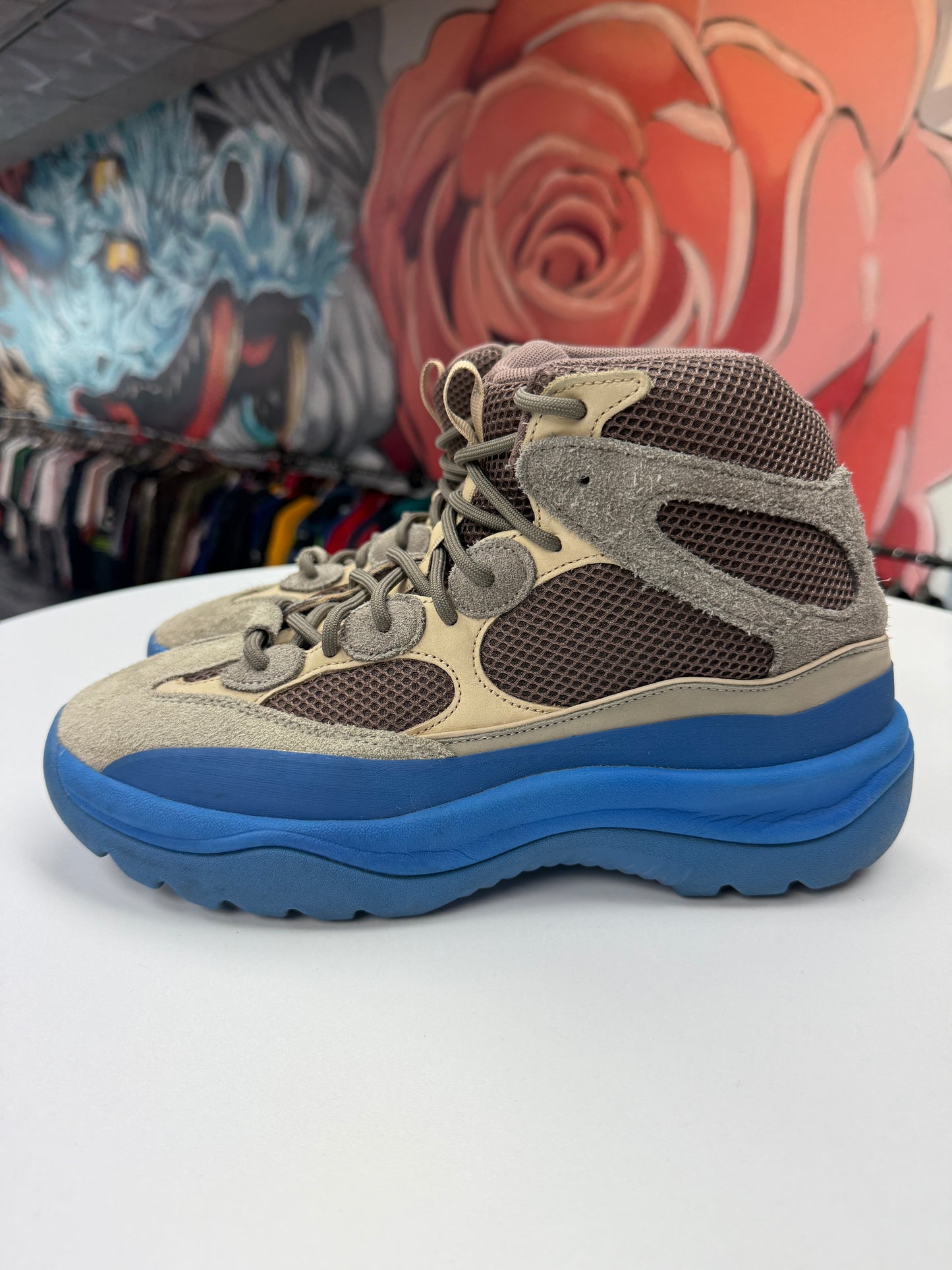 Preowned Taupe Blue Yeezy Desert Boots