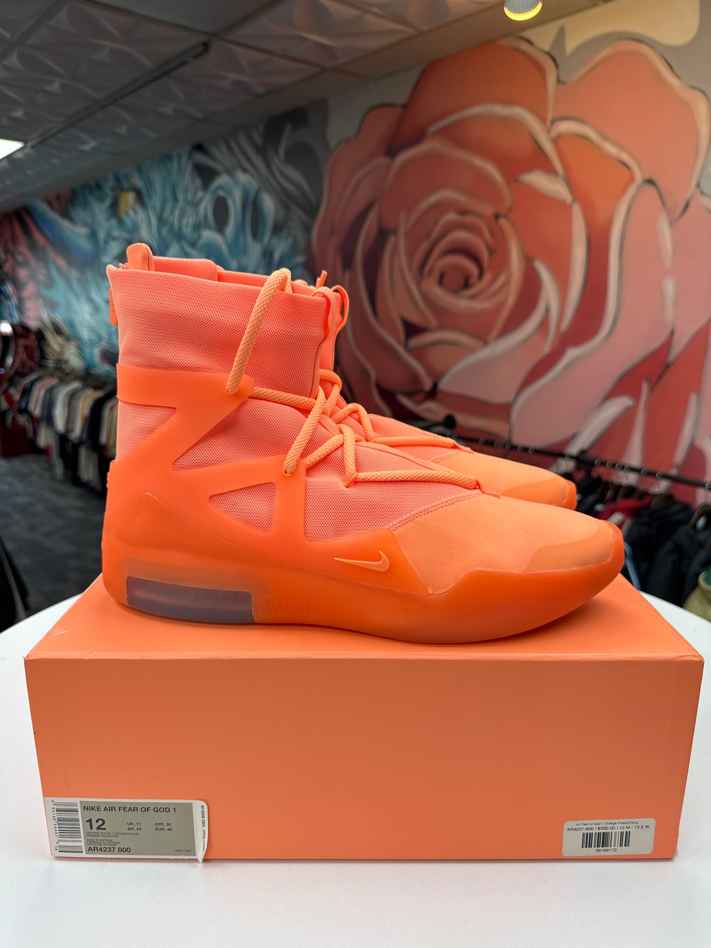 Preowned Nike Air Fear of God 1 Orange Pulse