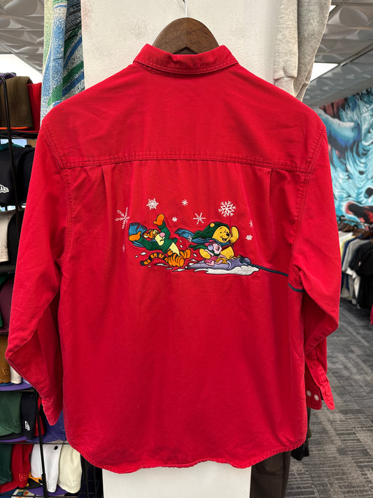 Vintage Disney Winnie the Pooh Sled Button Up