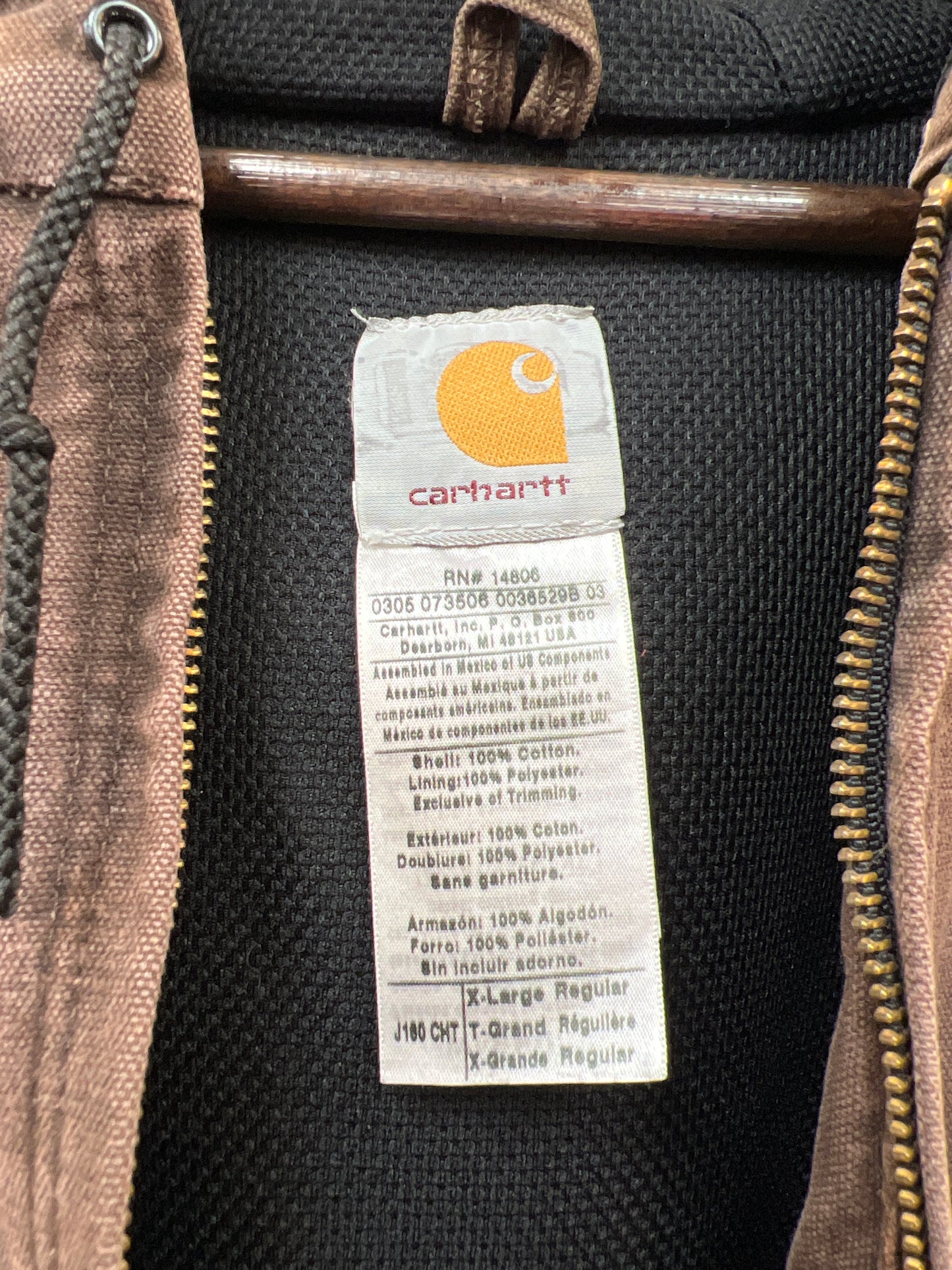 Carhartt J160 Hooded Jacket Faded Brown