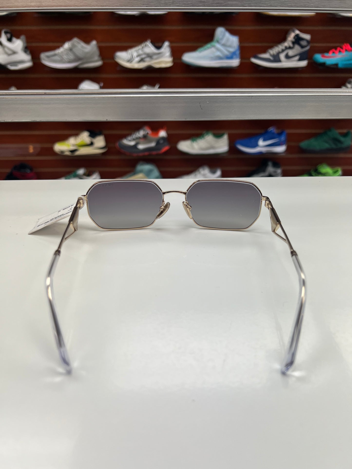 Prada A51S Pale Gold Blue Mirror Sunglasses