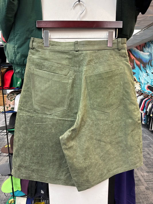 New GV Raspberry Hills Green Leather Shorts