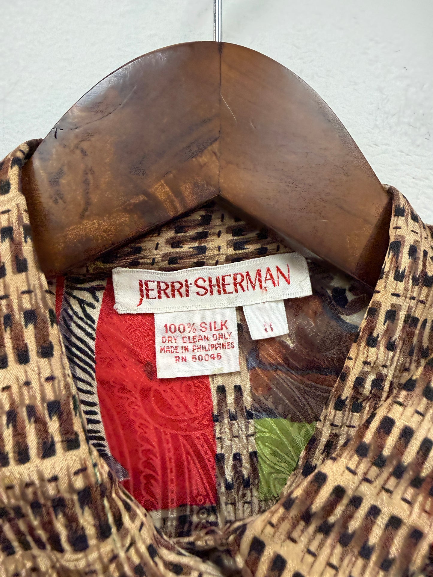 Vintage Silk Safari Patchwork Button Up