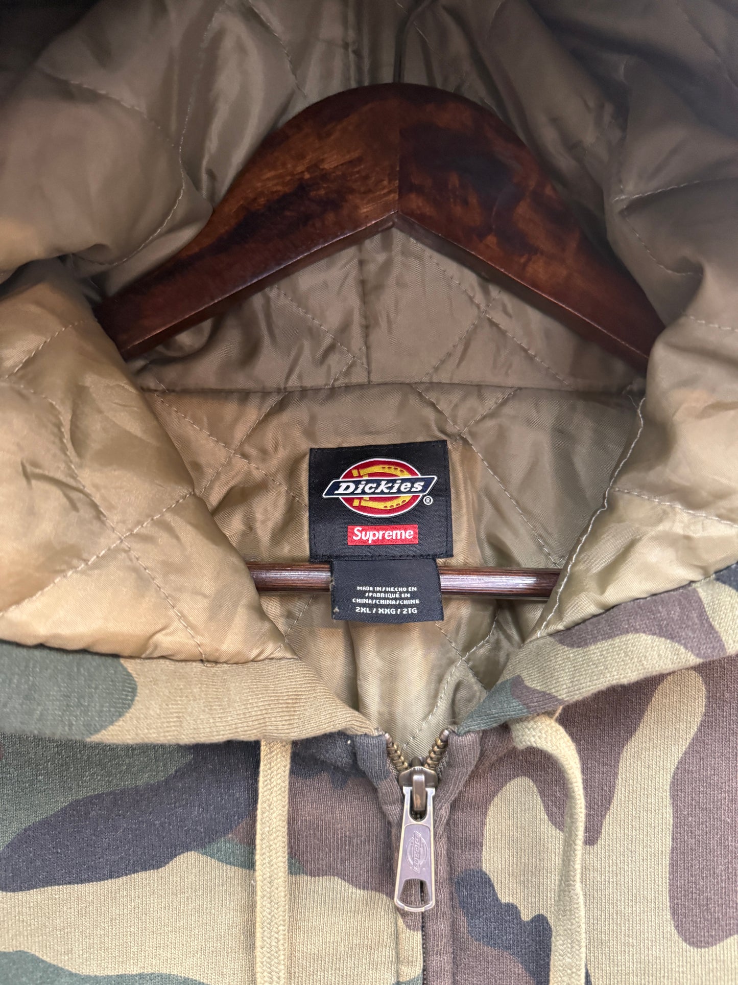 Supreme X Dickies Quilted Camo Zip Up Hoodie