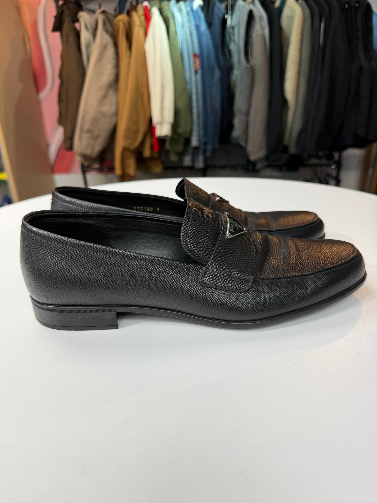 Preowned Prada Triangle Logo Saffiano Leather Loafer