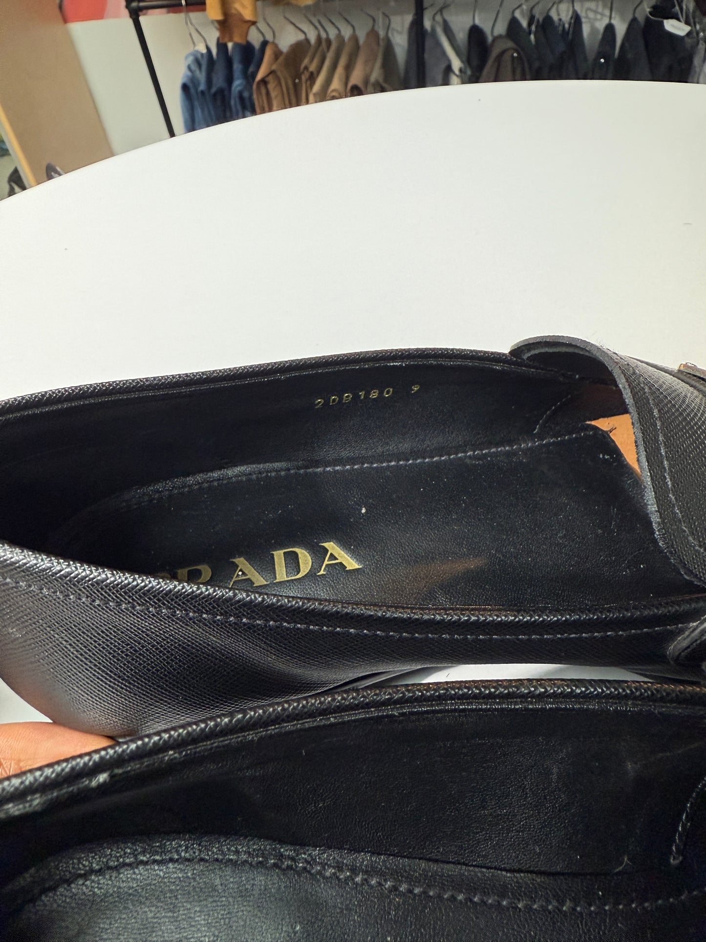 Preowned Prada Triangle Logo Saffiano Leather Loafer